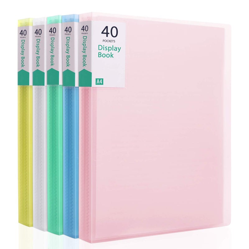 Phyxin 40Pocket Portfolio Binder Organizer Binder Sheet Protectors 85 x 11 Displaying 80 Page Plastic Folders for Documents Document Organizer for Concert Artwork School Office Use 5 Pack