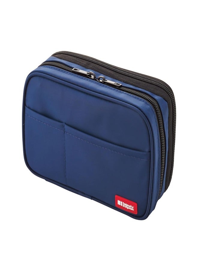 LIHIT LAB Large Capacity Double Zipper Pencil Case For School Office College, Big Capacity 6 Compartments Pencil Bag Holder Adults Teen Boys Girls, Travel Cosmetics Storage, Indigo (A7555-11) - Image 1