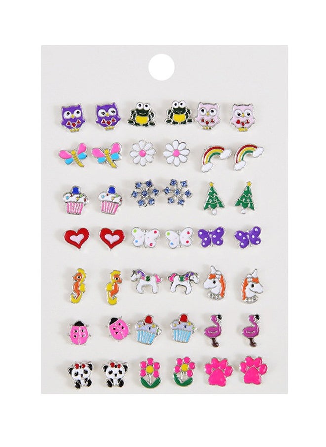 Generic 21 Pairs Hypoallergenic Stud Earrings Set for Girls Sensitive Ears With Stainless Steel Post in Vivid Colors and Multistyles  - Image 1