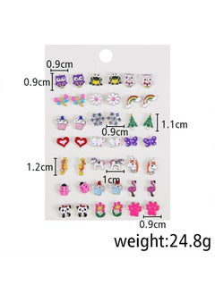 Generic 21 Pairs Hypoallergenic Stud Earrings Set for Girls Sensitive Ears With Stainless Steel Post in Vivid Colors and Multistyles  - Image 2