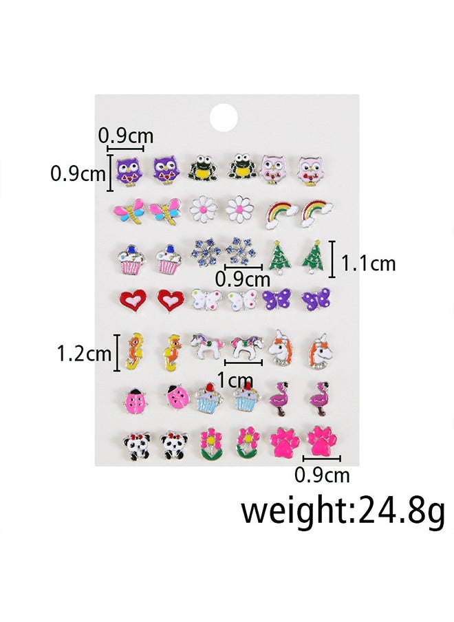 Generic 21 Pairs Hypoallergenic Stud Earrings Set for Girls Sensitive Ears With Stainless Steel Post in Vivid Colors and Multistyles  - Image 2