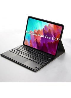 Keyboard Cover Compatible with Lenovo Tab P12/Xiaoxin Pad Pro 12.7 inch 2023 (TB-370FU/TB-371FC), Leather Tablet Case with Removable Bluetooth Keyboard & Trackpad Mouse