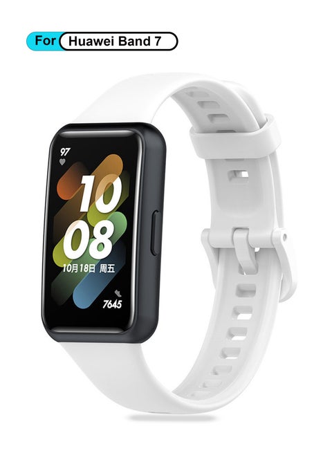 Huawei Band 7 Strap Soft Silicone Replacement Strap Compatible with Huawei Band 7 White