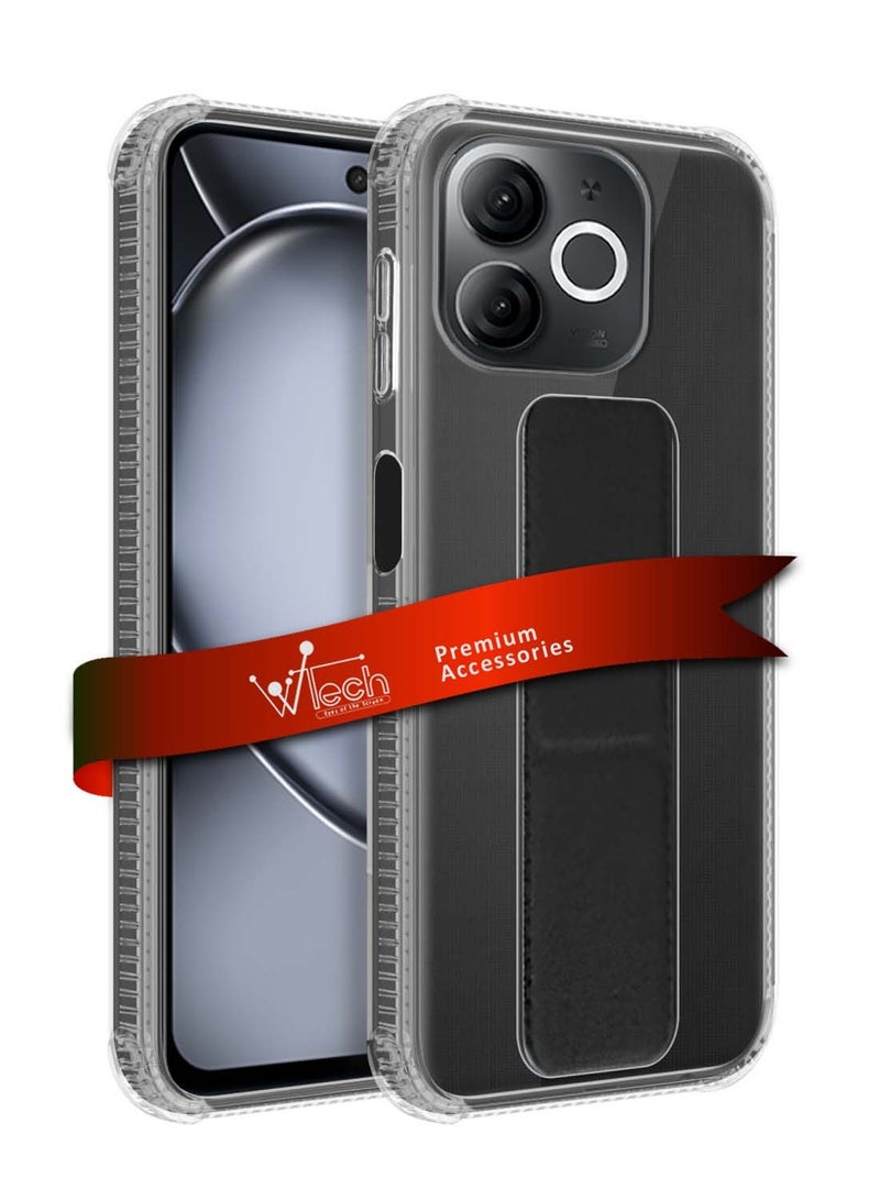 دبليو تيك غطاء وسادة هوائية بمقبض يدوي من مادة TPU من Itel A80 4G 2024 - شفاف/أسود - Image 1