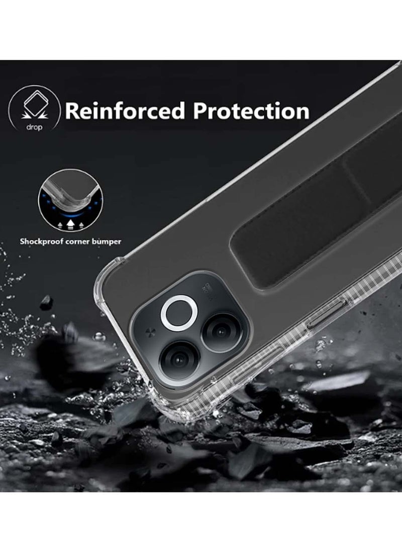 دبليو تيك غطاء وسادة هوائية بمقبض يدوي من مادة TPU من Itel A80 4G 2024 - شفاف/أسود - Image 4