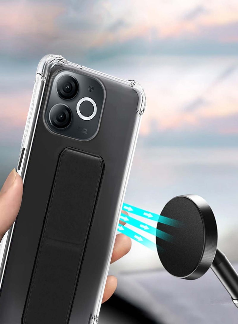 دبليو تيك غطاء وسادة هوائية بمقبض يدوي من مادة TPU من Itel A80 4G 2024 - شفاف/أسود - Image 5