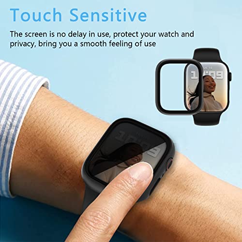 COMMUTER [3 Pack] Privacy Screen Protector for Apple Watch 8 ＆ Apple Watch 7 45mm, Hard PC Ultra-Thin Case with Built-in Anti-Peeping Tempered Film for Apple Watch Series 8/7 45mm, Black/Clear/Blue - Image 4