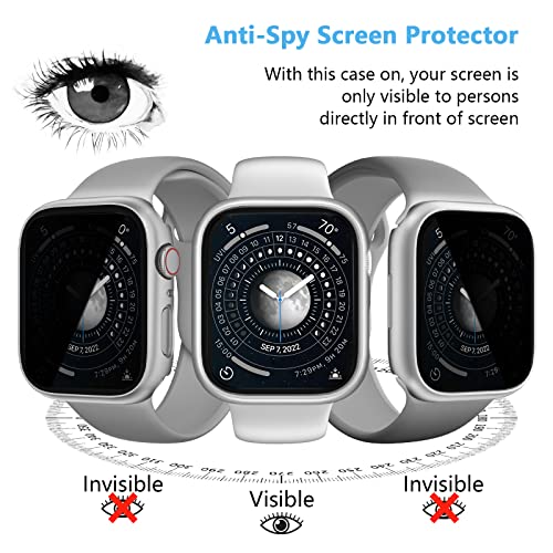 COMMUTER [3 Pack] Privacy Screen Protector for Apple Watch 8 ＆ Apple Watch 7 45mm, Hard PC Ultra-Thin Case with Built-in Anti-Peeping Tempered Film for Apple Watch Series 8/7 45mm, Black/Clear/Blue - Image 2