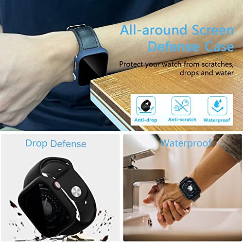 COMMUTER [3 Pack] Privacy Screen Protector for Apple Watch 8 ＆ Apple Watch 7 45mm, Hard PC Ultra-Thin Case with Built-in Anti-Peeping Tempered Film for Apple Watch Series 8/7 45mm, Black/Clear/Blue - Image 5