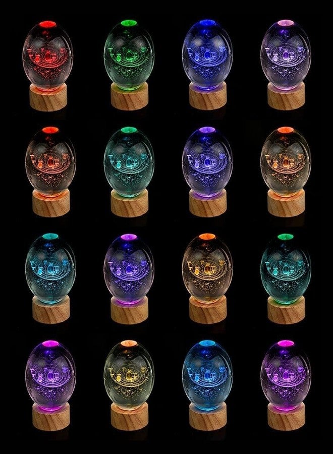ZINLEY 3D Planet Crystal Ball Night Light for Christmas Day Space Galaxy Crystal Ball with Wooden Base 3D Engraved Solar System Crystal Ball with LED Light Base (7 Color Galaxy Ball) - Image 2