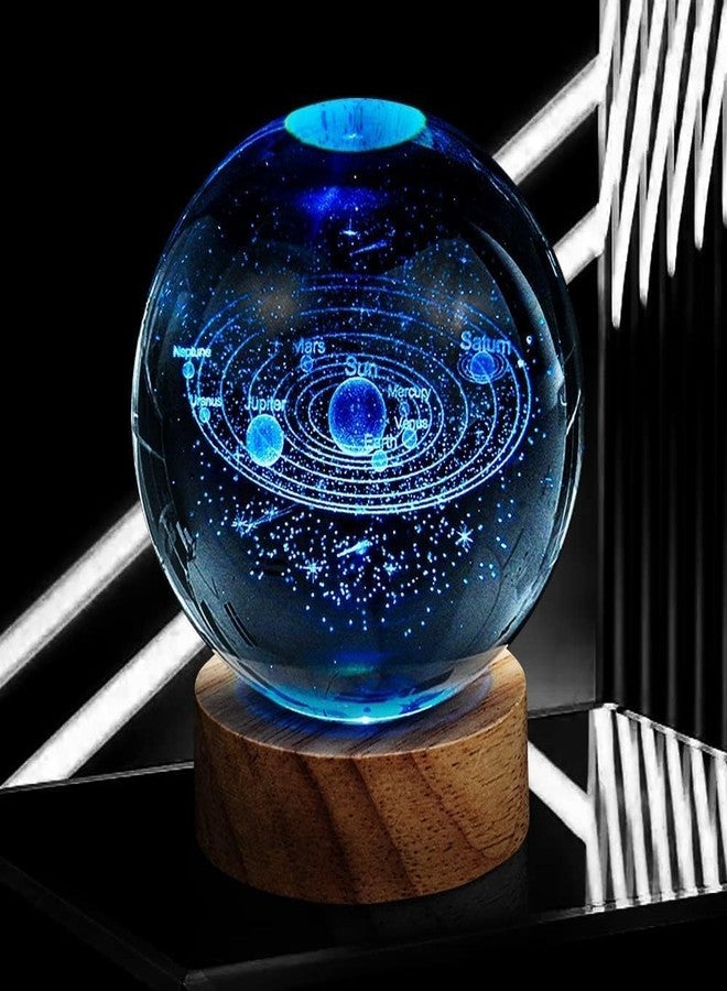 ZINLEY 3D Planet Crystal Ball Night Light for Christmas Day Space Galaxy Crystal Ball with Wooden Base 3D Engraved Solar System Crystal Ball with LED Light Base (7 Color Galaxy Ball) - Image 3