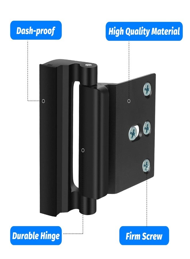 Fcicarn Home Security Door Lock, Fcicarn Childproof Door Reinforcement Lock with 8 Screws, 3 Inch Stop Withstand 800 lbs for Inward Swinging Door, Upgrade Night Lock to Defend Your Home (Black) - Image 2