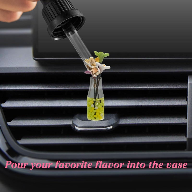 OYIXIO Cute Rabbit and Daisy Vase Car Decoration, Fun Interior Decoration Accessory for Rearview Mirrors and Dashboard, Suitable for Women's Kawaii Cars Gifts - Image 5