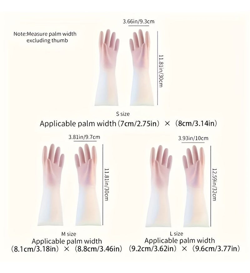 Pink Household Dishwashing Gloves 4pcs 2 Pairs Durable Thickened Wear Resistant Cleaning Gloves Extended Length For Kitchen Laundry - Image 2