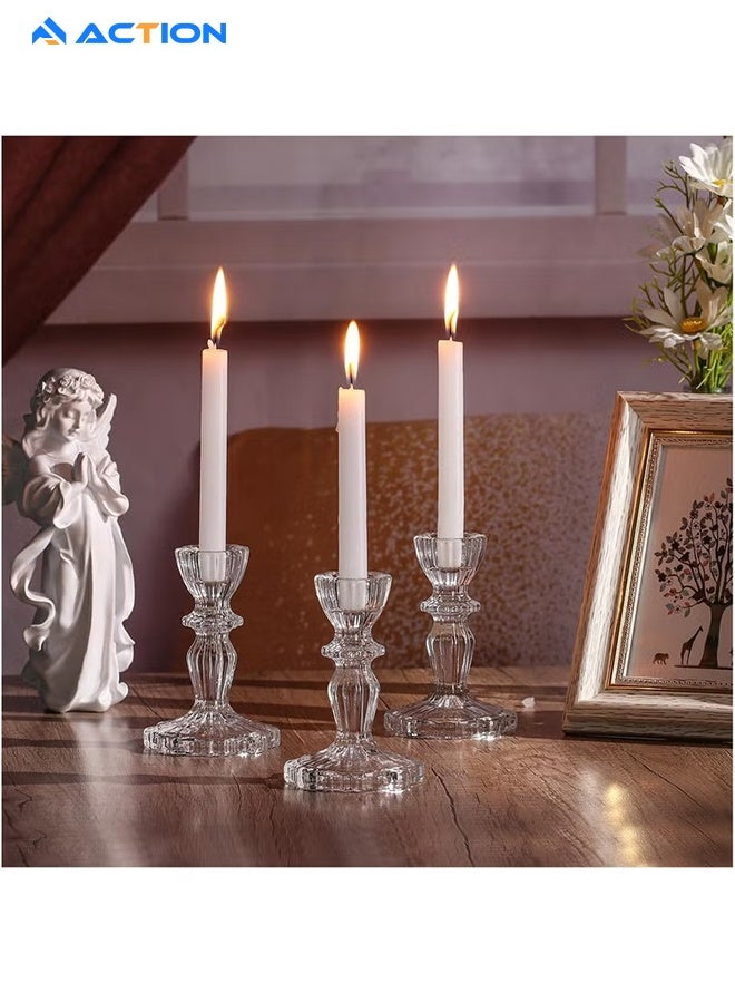 أكشن مجموعة حوامل شموع زجاجية 11 سم حوامل شموع زجاجية شفافة لحفلات الزفاف والمهرجانات والحفلات وديكور المهرجانات - Image 5