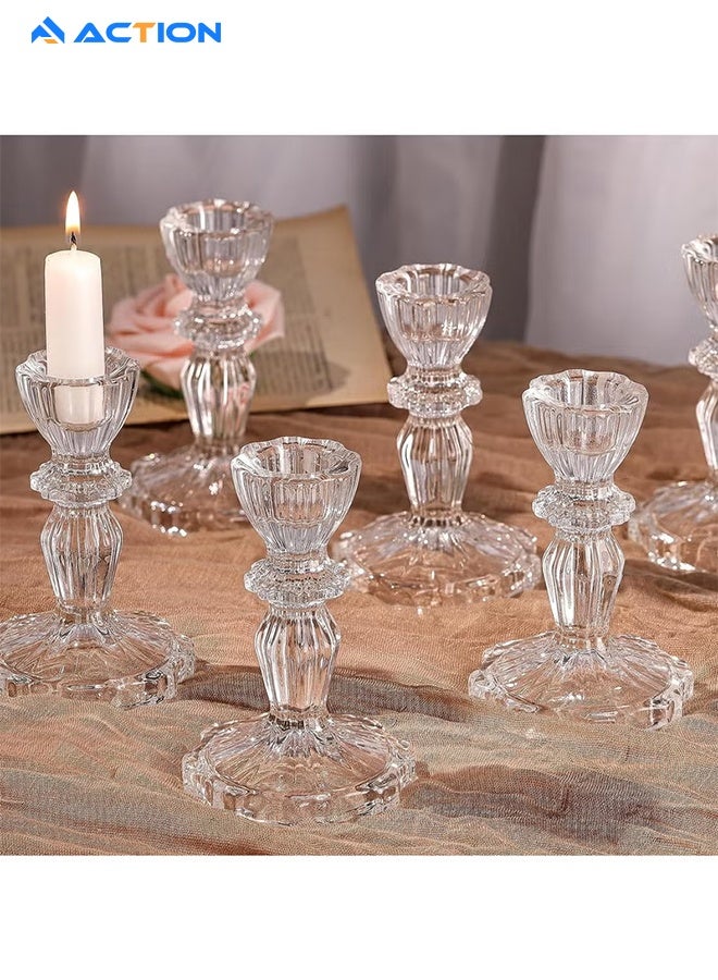أكشن مجموعة حوامل شموع زجاجية 11 سم حوامل شموع زجاجية شفافة لحفلات الزفاف والمهرجانات والحفلات وديكور المهرجانات - Image 2