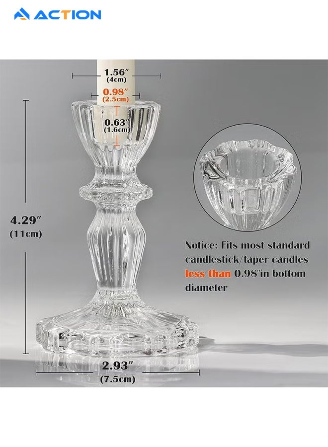 أكشن مجموعة حوامل شموع زجاجية 11 سم حوامل شموع زجاجية شفافة لحفلات الزفاف والمهرجانات والحفلات وديكور المهرجانات - Image 4