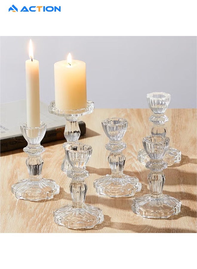 أكشن مجموعة حوامل شموع زجاجية 11 سم حوامل شموع زجاجية شفافة لحفلات الزفاف والمهرجانات والحفلات وديكور المهرجانات - Image 1