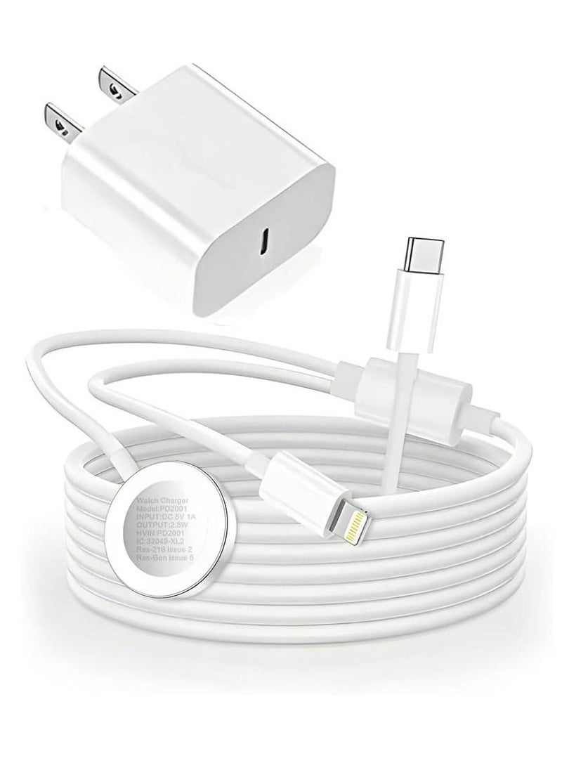 GENNEXT - USB C Charger for Apple Watch, 20W PD Fast Wall Charger Power Adapter with 2-in-1 iWatch Magnetic Charging Cable Compatible with Apple Watch Series 8/7/6/SE/5/4/3/2, iPhone 14/13/12/11/Pro/Max/Xs/XR/8 - Image 1