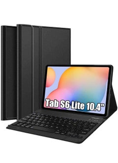 ELTRAZONE حافظة لوحة مفاتيح لجهاز Samsung Galaxy Tab S6 Lite مقاس 10.4 بوصة ولوحة مفاتيح لاسلكية بتقنية البلوتوث مع حافظة جلدية من البولي يوريثان ولوحة مفاتيح ذكية قابلة للفصل مع حامل لجهاز Galaxy Tab S6 Lite SM-P610 P615  - Image 1