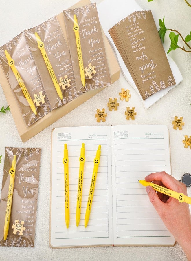 Dunzoom 20 Sets Employee Appreciation Gifts Bulk Gold Lapel Pin Inspirational Ballpoint Pen Thank You Card with Bag for Team Employee Staff Coworker - Image 5
