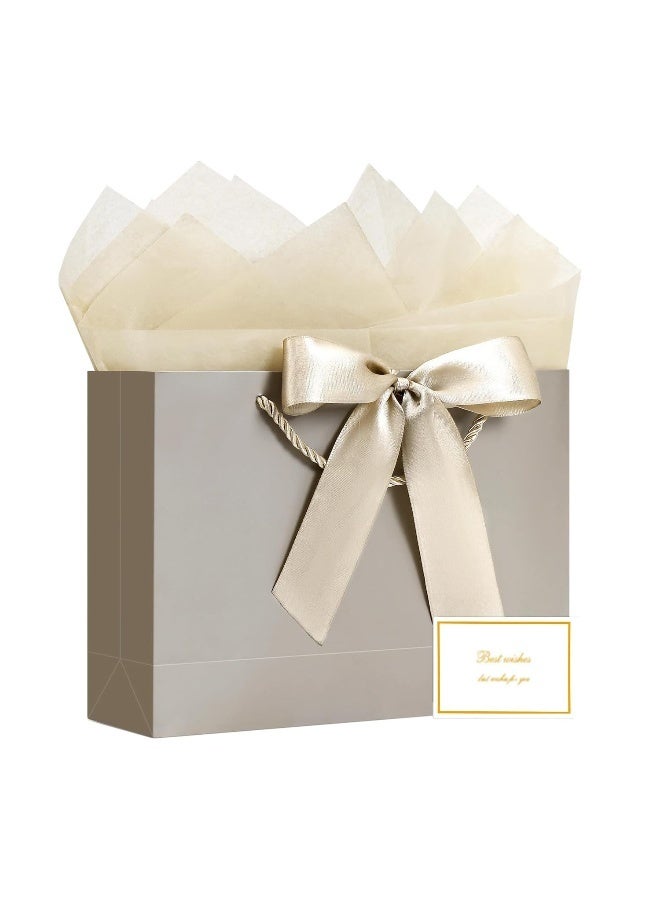 أكياس هدايا ورقية مزينة بشريط فيونكة، وأكياس حفلات بمقابض، و4 مناديل ورقية، وبطاقتين لحفلات الزفاف، وأعياد الميلاد، والحفلات، والاحتفالات، وعيد الميلاد. - Image 1