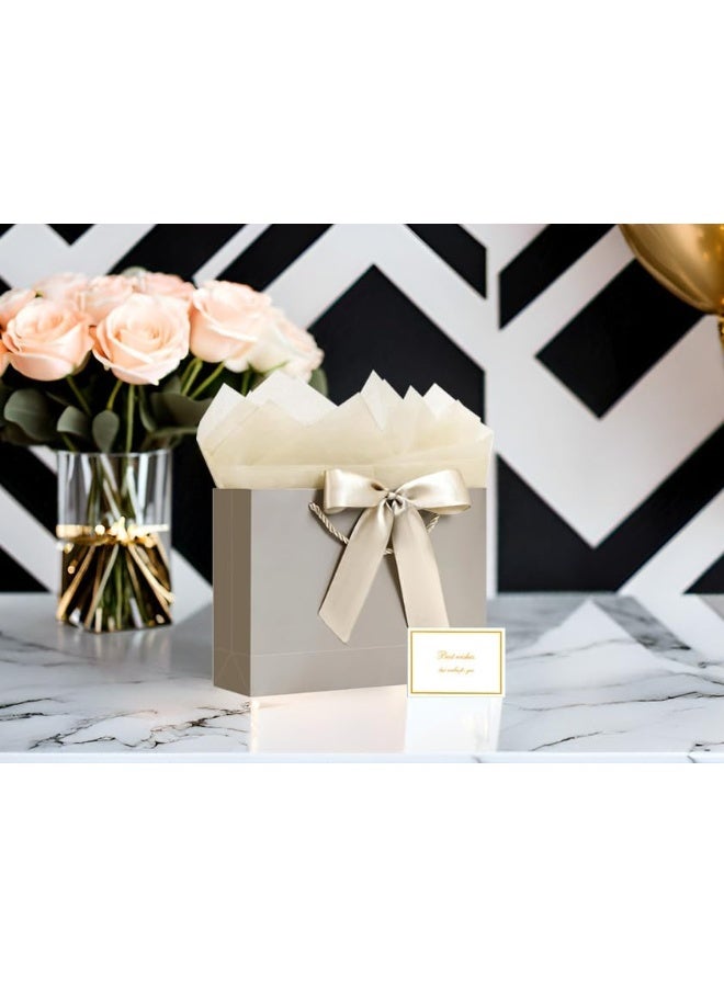 أكياس هدايا ورقية مزينة بشريط فيونكة، وأكياس حفلات بمقابض، و4 مناديل ورقية، وبطاقتين لحفلات الزفاف، وأعياد الميلاد، والحفلات، والاحتفالات، وعيد الميلاد. - Image 4