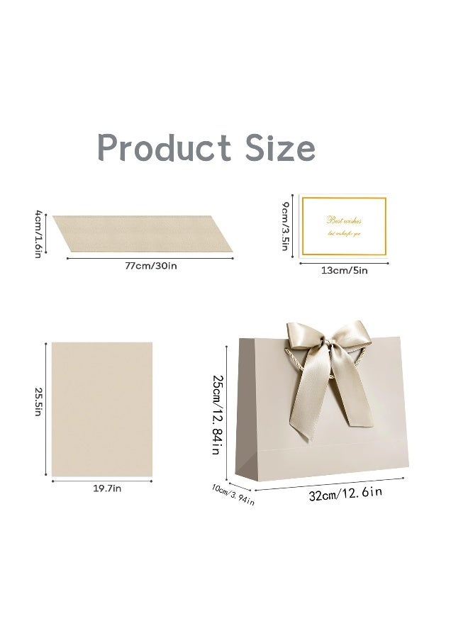 أكياس هدايا ورقية مزينة بشريط فيونكة، وأكياس حفلات بمقابض، و4 مناديل ورقية، وبطاقتين لحفلات الزفاف، وأعياد الميلاد، والحفلات، والاحتفالات، وعيد الميلاد. - Image 2