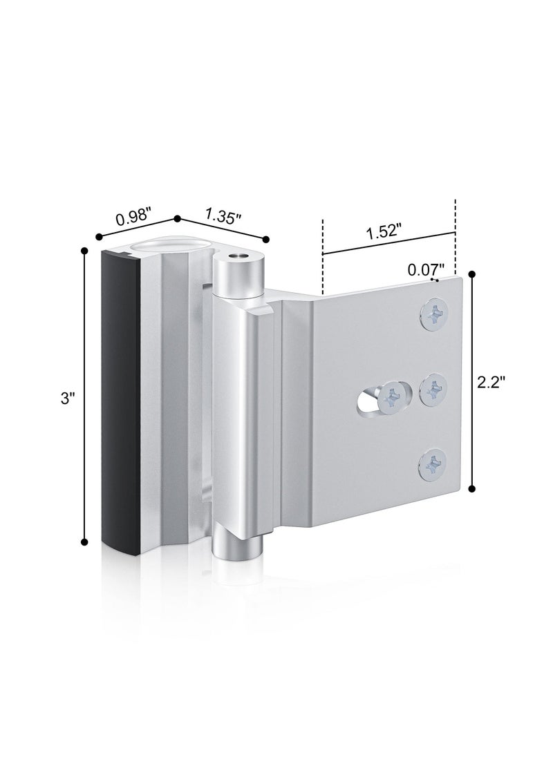 Door Reinforcement Lock Withstands 800lbs of Force, Silver Extra Door Lock with 8 Screws Prevents Unauthorized Entry, Upgrade Door Lock to Defend Your Home  Safety and Privacy