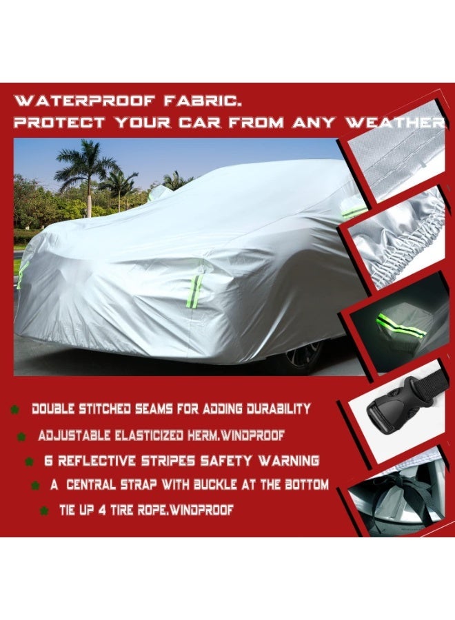 Toriseek Car Cover All Weather Full Cover for Car Waterproof & Windproof & UV Protection Scratch Resistant Outdoor Cover with Reflective Strips Universal Gray Car Cover for SUV - Image 3