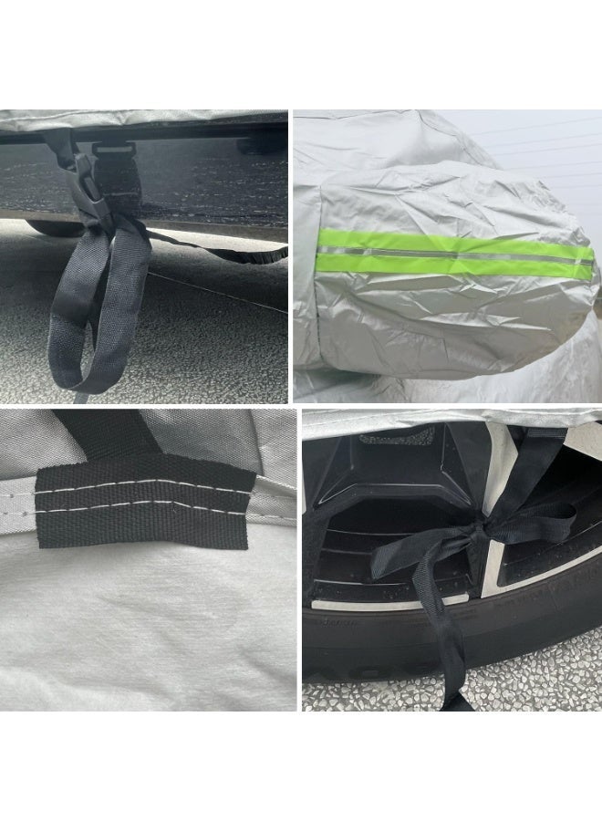 Toriseek Car Cover All Weather Full Cover for Car Waterproof & Windproof & UV Protection Scratch Resistant Outdoor Cover with Reflective Strips Universal Gray Car Cover for SUV - Image 4