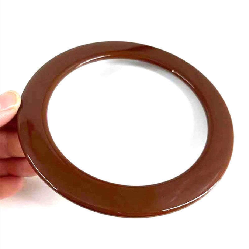 New Spring Brown Diy Resin Flat Ring Wrist Bag Portable Wooden D Brown Resin Arm - Image 1