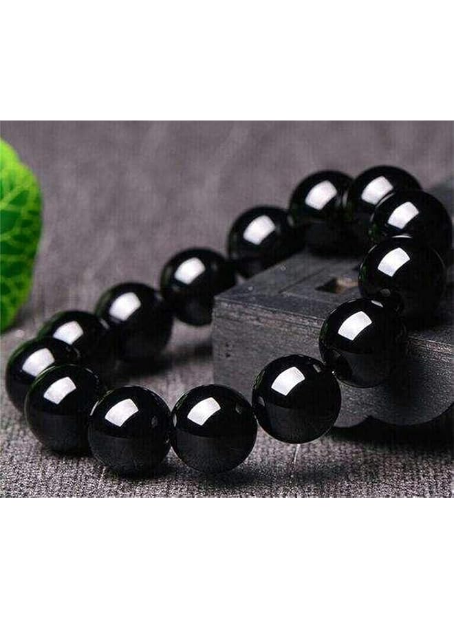 erorex Black Tourmaline Obsidian Wealth Bracelet Natural Beads Bracelet Negative Energy Protection Healing Crystals Earthing Strength And Meditation. Good Luck Bracelet 7 Inch（8 Mm） - Image 5