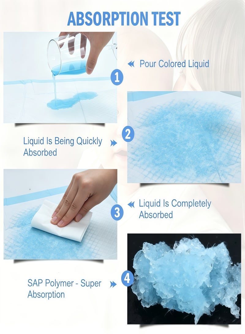 Berma Baby Disposable Changing Pads,S/M/L/XL Baby Disposable Pads,Leakproof Adults Incontinence Bed Pads,Extra Large Puppy Pee Training Pad,Incontinence Underpads,Super Absorbent Protection,Leakproof Quick Drying,For Kids,Adults,Elderly and Pet - Image 3