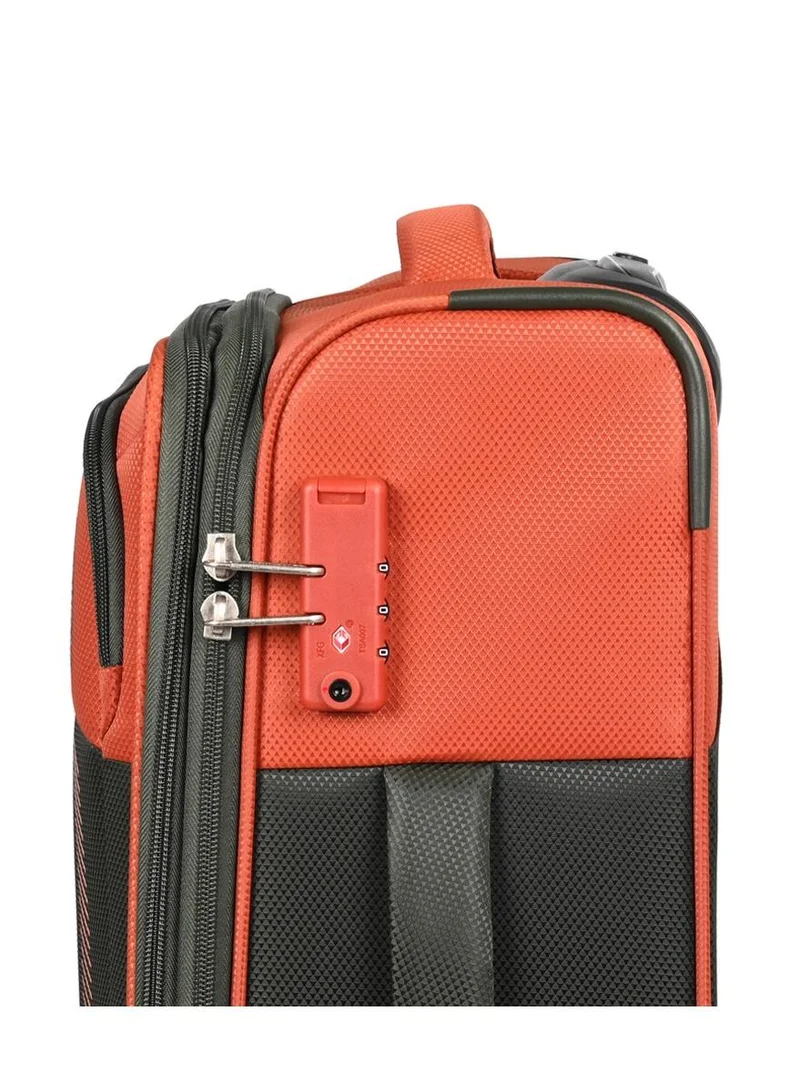 AMERICAN TOURISTER Dashway dashway suitcase, cabin size 58 cm / 20 inch, 4 wheels, soft top, polyester, puffin orange / grey|tsa lock|expandable|inner mesh zippered pocket|duosaf™ security zipper|front storage - 3 years international warranty  | Best Price UAE