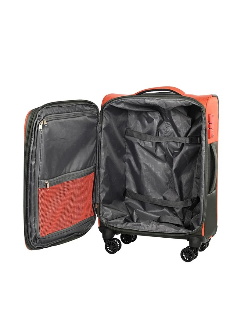 AMERICAN TOURISTER Dashway dashway suitcase, cabin size 58 cm / 20 inch, 4 wheels, soft top, polyester, puffin orange / grey|tsa lock|expandable|inner mesh zippered pocket|duosaf™ security zipper|front storage - 3 years international warranty  | Best Price UAE