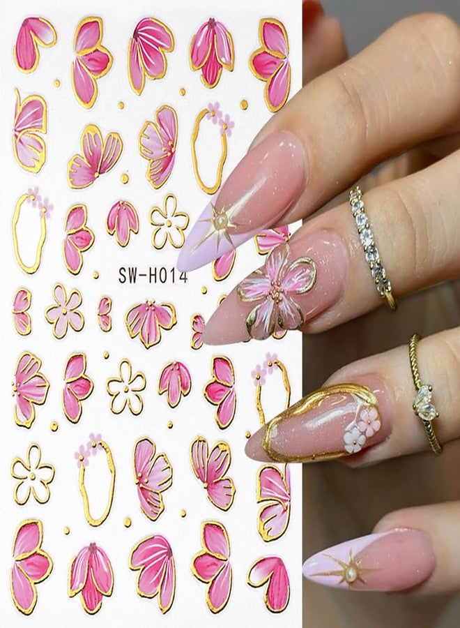 Dornail Pink Flower Nail Stickers 3D Nail Art Stickers Flowers Sakura Petals Floral Nail Decals for Nail Art Accessories - Image 3