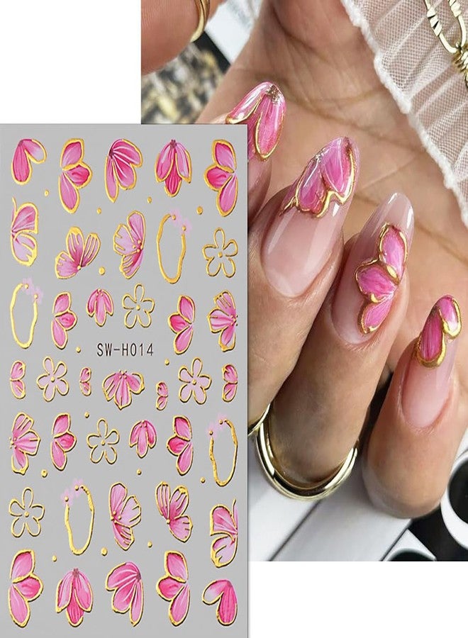 Dornail Pink Flower Nail Stickers 3D Nail Art Stickers Flowers Sakura Petals Floral Nail Decals for Nail Art Accessories - Image 5