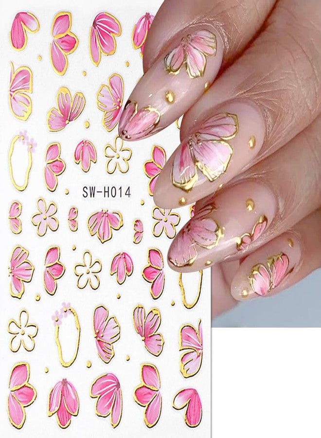 Dornail Pink Flower Nail Stickers 3D Nail Art Stickers Flowers Sakura Petals Floral Nail Decals for Nail Art Accessories - Image 2