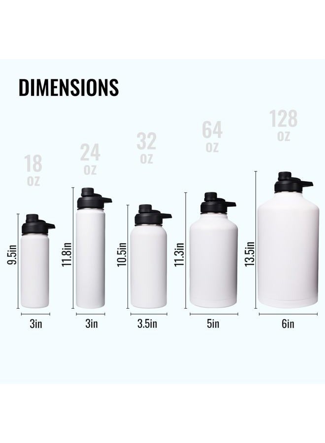 Fijinhom 32oz Stainless Steel Insulated Water Bottle, Double Wall Vacuum Sports Water Bottle, Leak Proof Water Bottle with Handle and Wide Mouth, BPA Free, Keep Cold and Hot, White 32oz - Image 5