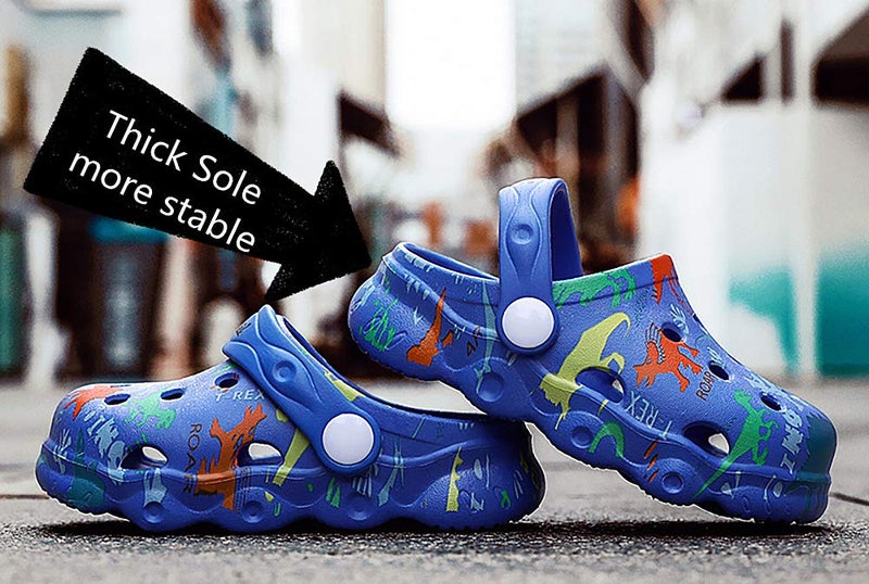 INMINPIN Kids Cute Clogs Cartoon Garden Shoes Boys Girls Slides Slippers Indoor Outdoor Children Water Shower Beach Pool Sandals,Blue,7-8 Toddler,Kids - Image 3