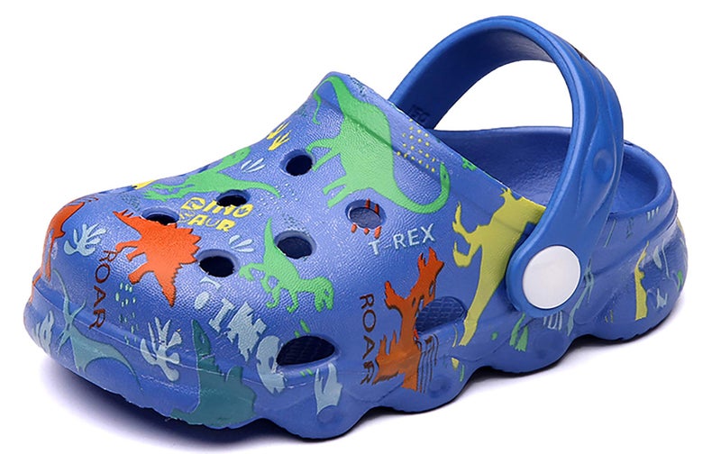 INMINPIN Kids Cute Clogs Cartoon Garden Shoes Boys Girls Slides Slippers Indoor Outdoor Children Water Shower Beach Pool Sandals,Blue,7-8 Toddler,Kids - Image 1