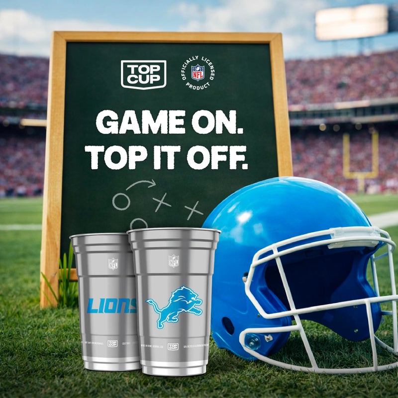 Top Cup NFL Detroit Lions 20 oz Reusable Aluminum Cups 20 Count | Officially Licensed, Durable, Reusable & Recyclable, Made in USA - Image 3