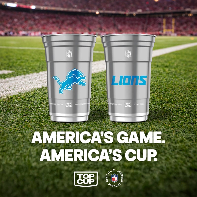 Top Cup NFL Detroit Lions 20 oz Reusable Aluminum Cups 20 Count | Officially Licensed, Durable, Reusable & Recyclable, Made in USA - Image 2