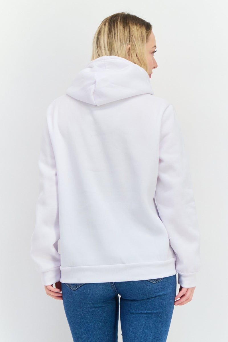 Buzz هودي نسائي بطباعة جرافيك بأكمام طويلة، أبيض - Image 3