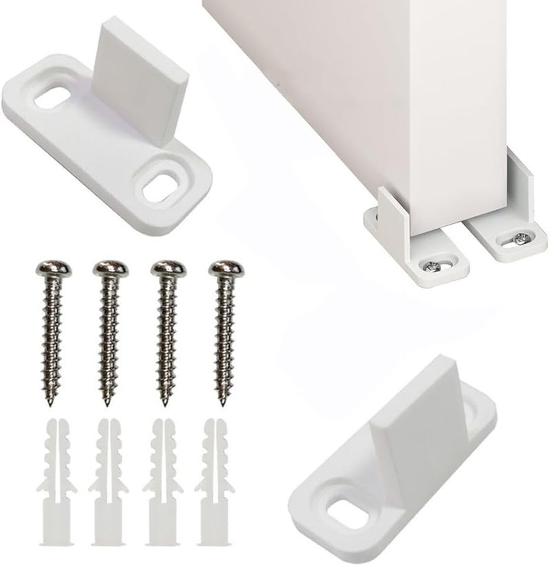 2 Pack White Adjustable Floor Guide For Sliding And Barn Doors Silent Stabilizer - Image 1