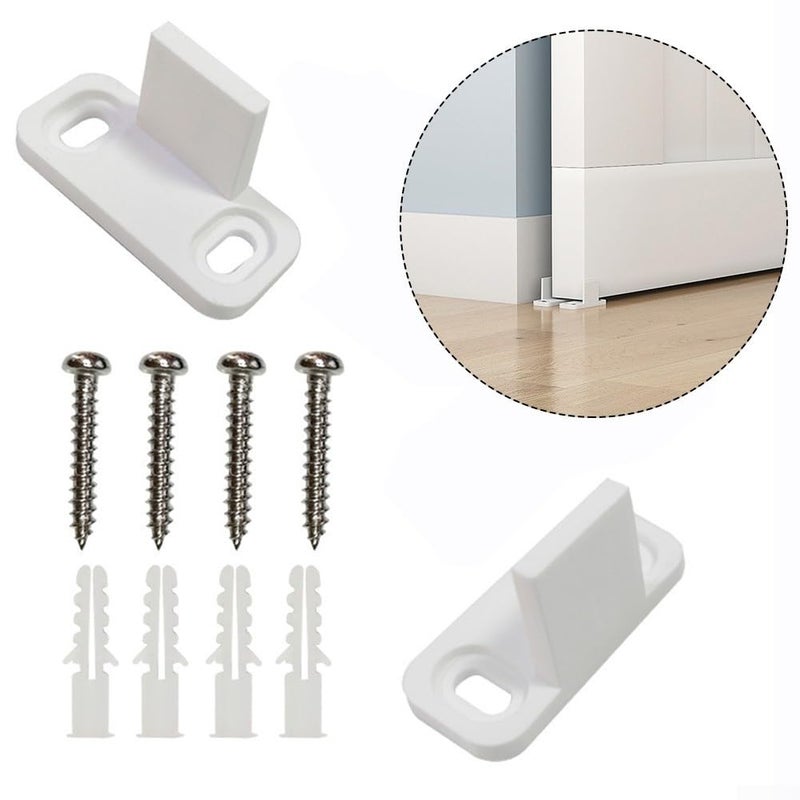 2 Pack White Adjustable Floor Guide For Sliding And Barn Doors Silent Stabilizer - Image 3