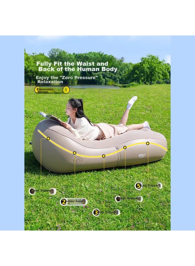 Primitive Man Yuanren Inflatable Sofa, Outdoor Air Bed, Lazy Air Portable Automatic Home Lounger, Camping Supplies, Earth Gray - Image 5