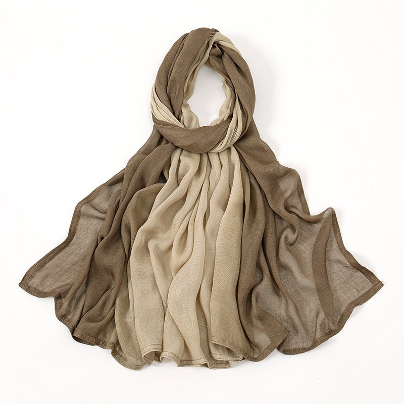 Fall Fashion Solid Color Gradient Cotton Hijab 5# khaki beige