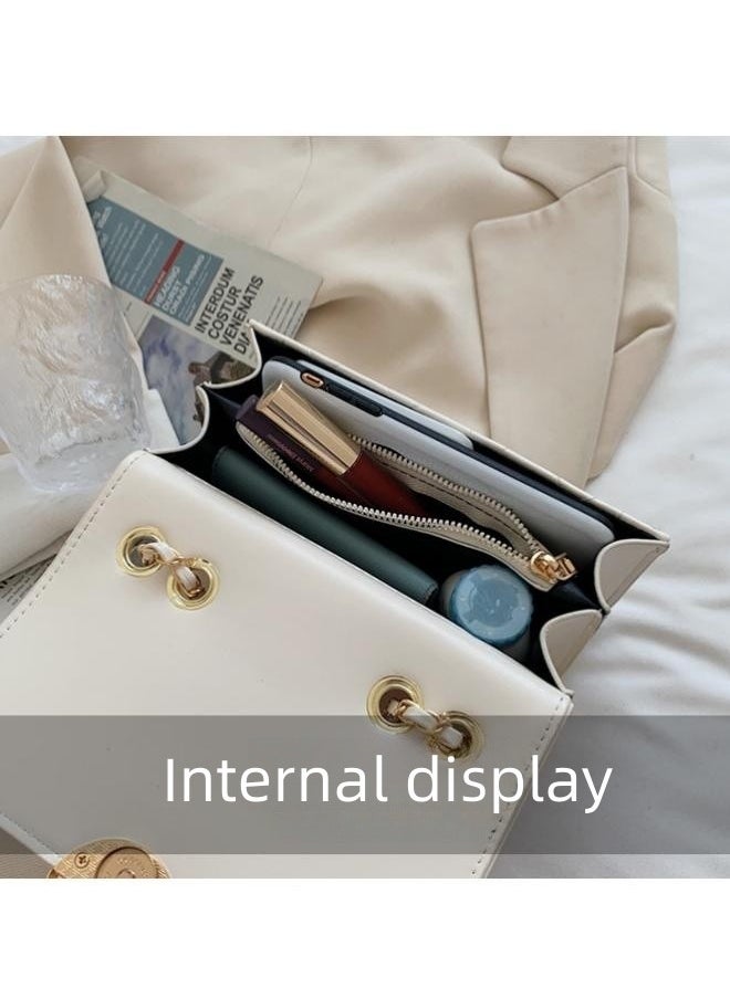 WAOKN - New Fashion Pearl Chain Women's Multifunctional Shoulder Bag, PU Leather Retro Classic Women's Handbag with Chain Crossbody Bag (White) - Image 1